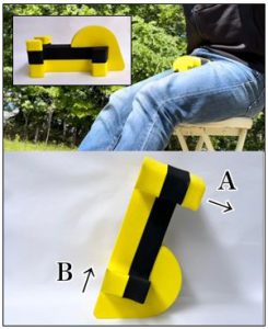 ステップ２（２－１）：椅子に座ったままオナカを膨らます、凹ます。