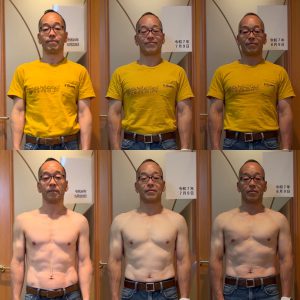 前回から更に1ヶ月間、毎日最低1セット（10回）の懸垂と、プロテイン＋湿熱処理済レジスタントスターチ（レジスタ）の摂取を継続。